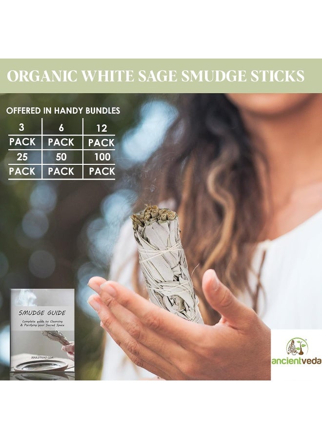 Ancientveda White Sage Smudge Sticks 3 Pack for Cleansing House, Meditation, Yoga, Negative Energy Cleanse, and Smudging with Starter Guide - Image 4